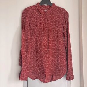 ANTHROPOLOGIE HOLDING HORSES Red and Pink Pattern Shirt
